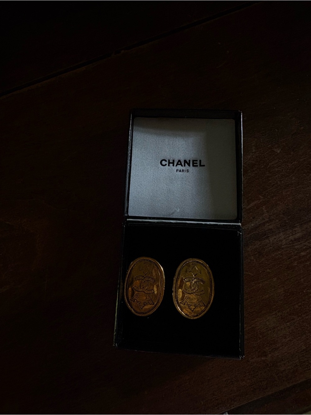 CHANEL Gold Oval Logo Men's Cufflinks